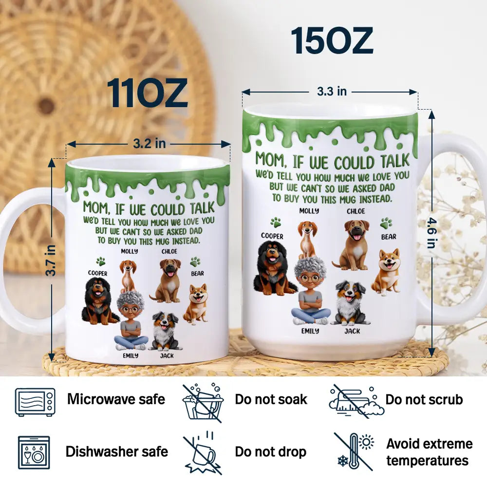 Dog Lovers,Pet Lovers,Dog Mom,Dog Dad,Funny - Dog Mom If I Could Talk - Personalized White Edge-to-Edge Mug