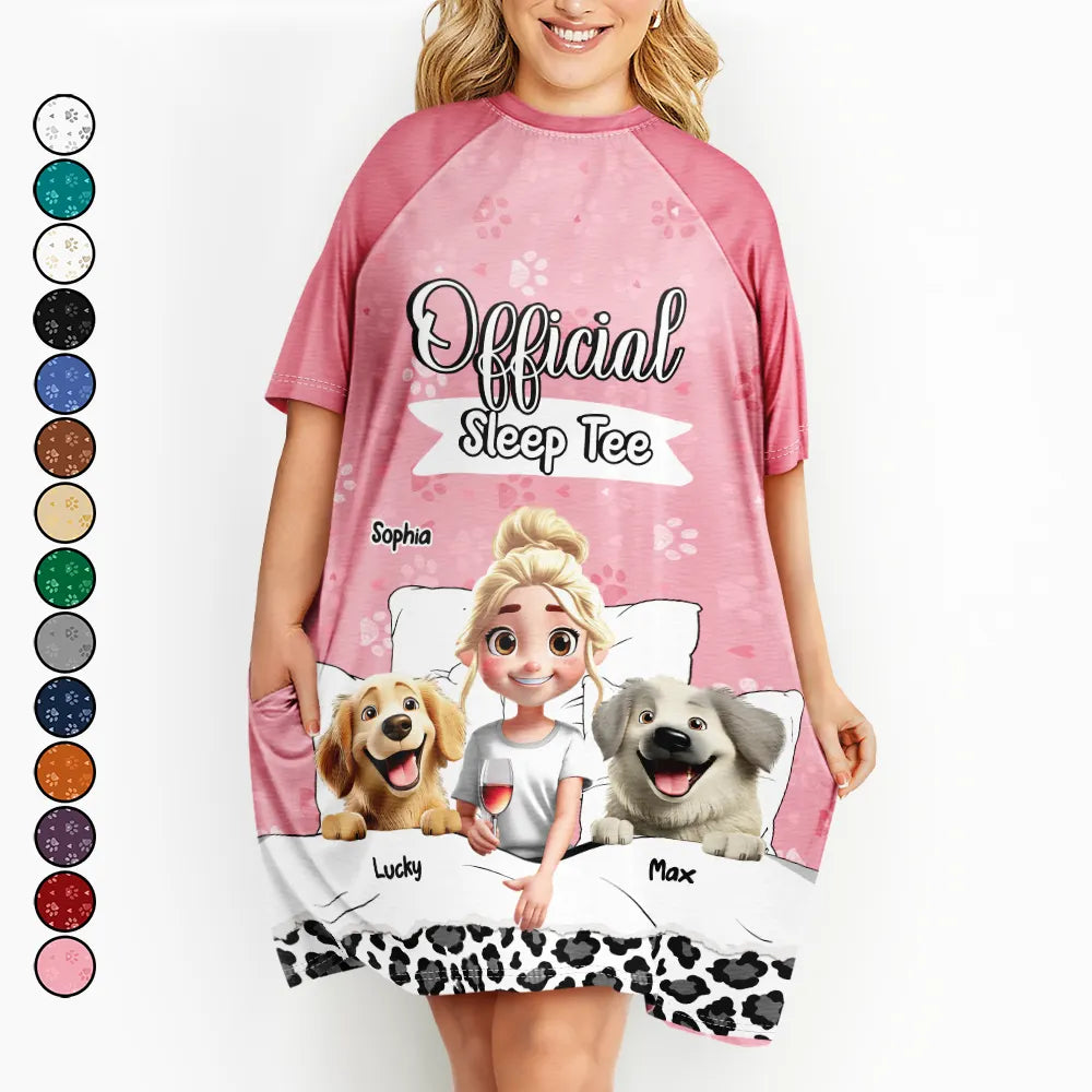 Gift For Wife,Gift For Girlfriend,Gift For Yourself,Gift For Women,Gift For Mother,Gift For Grandma,Dog Lovers,Dog Mom,Pet Lovers,Pet Mom - Dog Mom Official Sleep Tee - Personalized Women's Sleep Tee