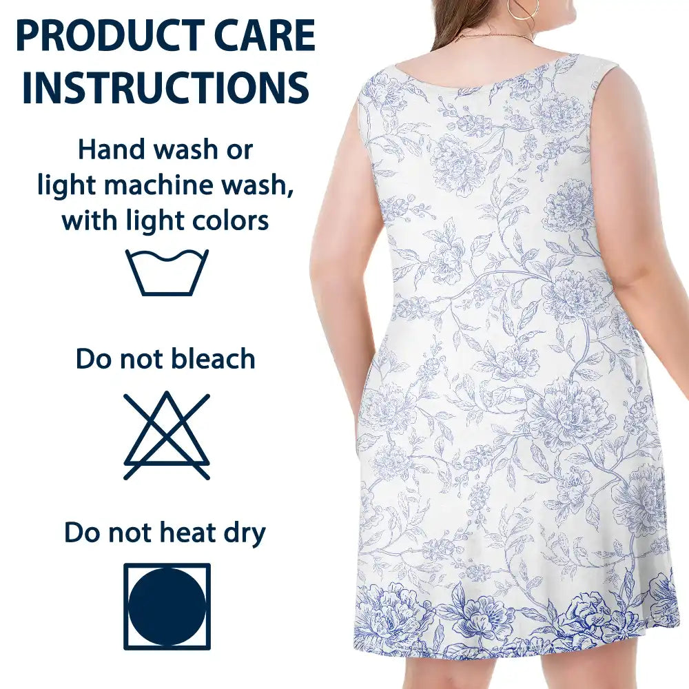 Happy, Pet Lovers, Pet Mom, Dog Lovers, Dog Mom, Beach - Dog Mom Toile De Jouy Style - Personalized Sleeveless Tank Dress