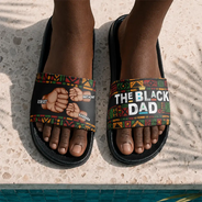 Gift For Father,Afro Dad,Summer,Top Market,Adorable,Icon - Dope Black Dad Grandpa Fist Bumps - Personalized Unisex Slides