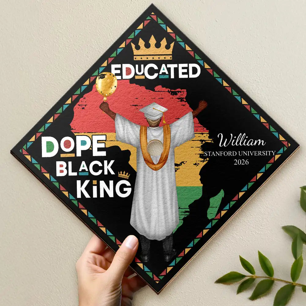 Dope Black King Queen - Personalized Graduation Cap Topper