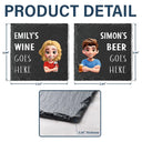 Gift For Couples, Funny - Drink Goes Here 3D Effect Couple - Personalized Slate Coaster