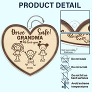 Gift For Father, Gift For Mother, Gift For Grandma, Gift For Grandpa, Happy - Drive Safe Daddy Kid Stick Figures - Personalized Acrylic Car Hanger