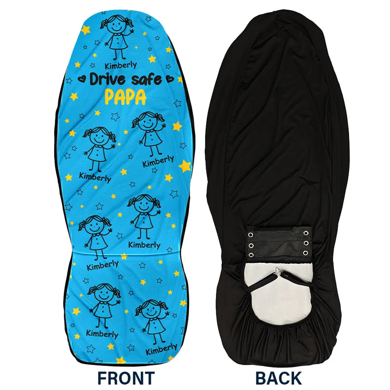 Gift For Grandpa, Gift For Father, Love, Happy - Drive Safe Grandpa Dad Kids Pet - Personalized Car Seat Cover