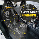 Gift For Grandpa, Gift For Father, Love, Happy - Drive Safe Grandpa Dad Kids Pet - Personalized Car Seat Cover