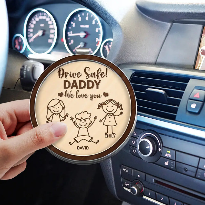 Gift For Grandpa,Gift For Grandma,Gift For Grandparents,Gift For Mother,Gift For Father,Christmas,Happy,Stick Figure - Drive Safe Grandpa Daddy Kid Stick Figures - Personalized Custom Shaped Acrylic Car Visor Clip