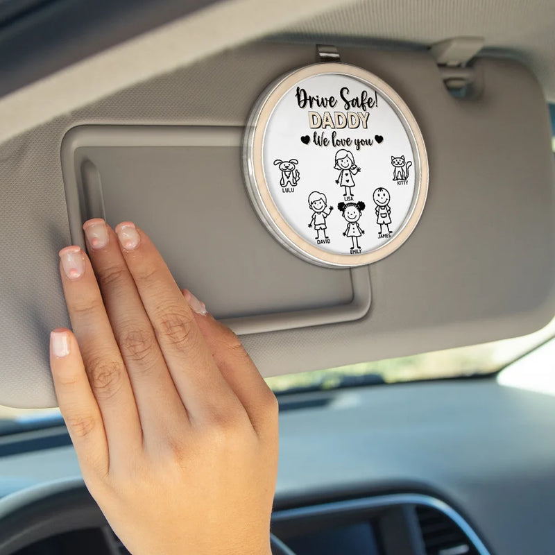 Gift For Grandpa,Gift For Grandma,Gift For Grandparents,Gift For Mother,Gift For Father,Christmas,Happy,Stick Figure - Drive Safe Grandpa Daddy Kid Stick Figures - Personalized Custom Shaped Acrylic Car Visor Clip