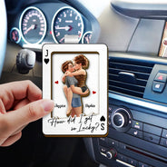 Gift For Couples, Old Couples, Gift For Husband, Gift For Wife, Gift For Boyfriend, Gift For Girlfriend, Love - Drive Safe Handsome Playing Card Couple - Personalized Custom Shaped Car Visor Clip