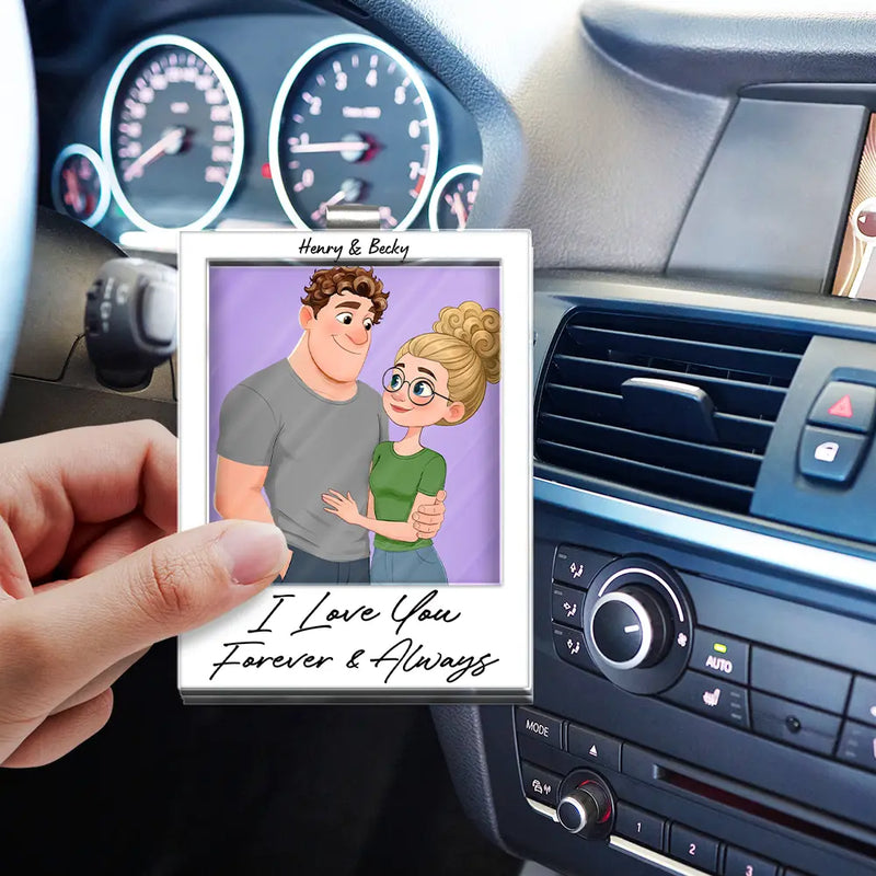 Gift For Couples,Gift For Wife,Gift For Girlfriend,Love,Gift For Women - Drive Safe I Love You Animate Couple - Personalized Custom Shaped Acrylic Car Visor Clip