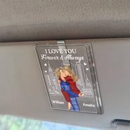 Gift For Couples, Gift For Husband, Gift For Wife, Gift For Boyfriend, Gift For Girlfriend, Love - Drive Safe I Love You Kissing Couples - Personalized Custom Shaped Acrylic Car Visor Clip