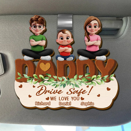Drive Safe We Love You Cute Cross Arms Kids - Personalized Custom Shaped Car Visor Clip
