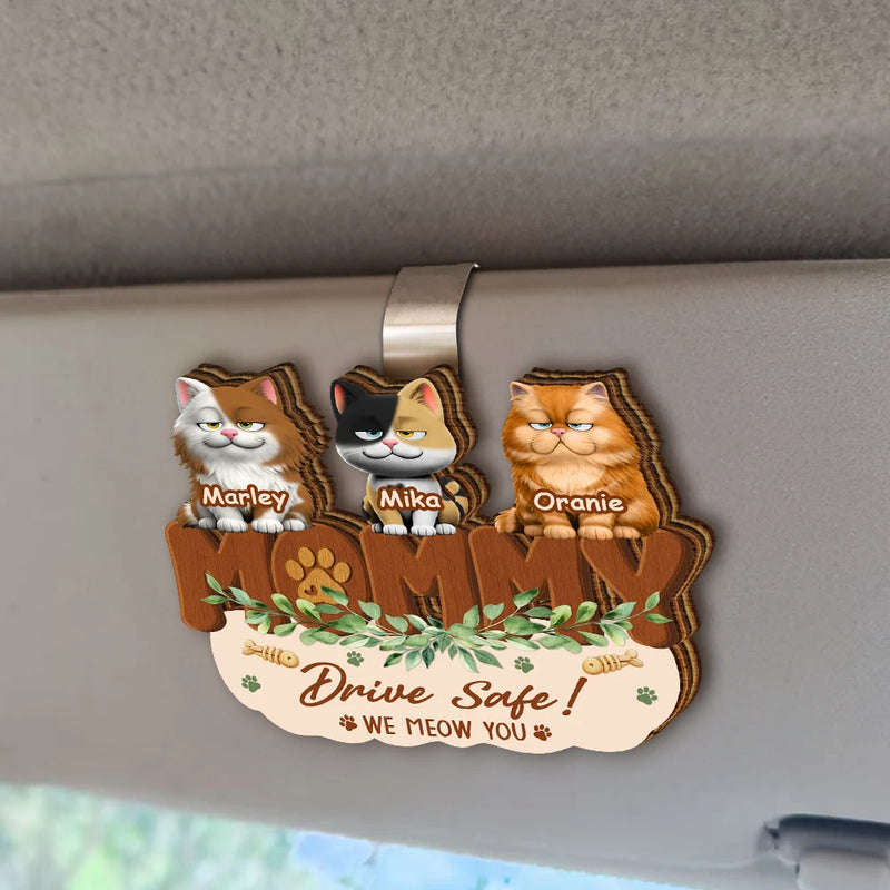 Pet Lovers,Pet Mom,Pet Dad,Dog Lovers,Dog Mom,Dog Dad,Cat Lovers,Cat Mom,Cat Dad,Happy - Drive Safe We Woof You - Personalized Custom Shaped Car Visor Clip