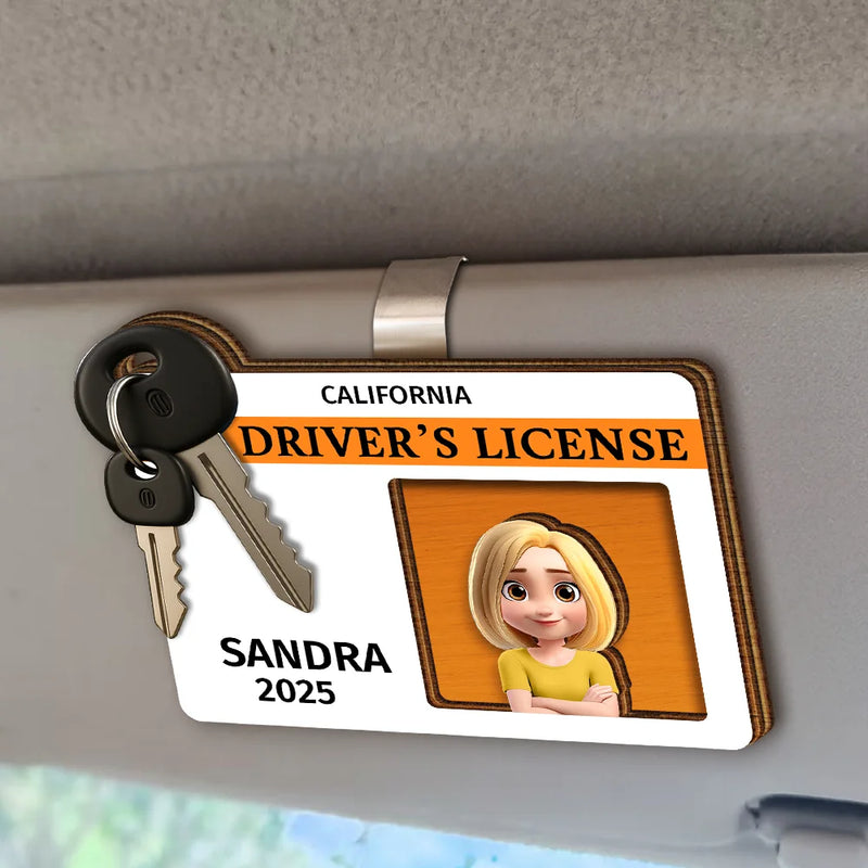 Gift For Yourself,Gift For Women,Gift For Men,Happy - Driver's License 3D Effect - Personalized Custom Shaped Car Visor Clip