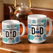 Funny Emergency Dad Jokes - Birthday, Anniversary, Family Gift For Daddy, Father, Grandpa, Husband, Men - Personalized Custom White Edge-to-Edge Mug