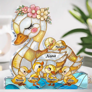 Gift For Grandma,Gift For Mother,Love - Duck Mother Ducklings Stained Glass Effect Mom Grandma - Personalized Custom Shaped Acrylic Plaque