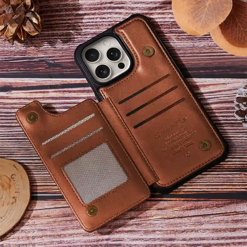 Hand Prints Dad Grandpa - Personalized Leather Flip Wallet Phone Case