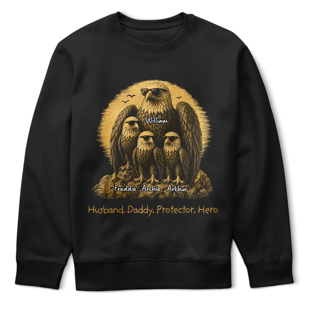 Gift For Father,America 250th,Confident,Custom Text - Eagle Father And Kids Retro Style Best Dad Ever - Personalized T Shirt