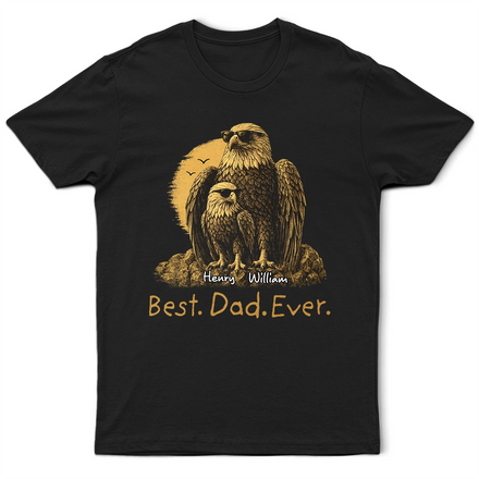 Eagle Father And Kids Retro Style Best Dad Ever - Personalized T Shirt