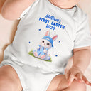 Easter,Happy,Gift For Kids,Parent - Easter Bunny Holding Alphabet Letter - Personalized Baby Onesie