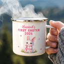 Gift For Kids,Grandma - Grandkids,Gift For Grandkids,Dad - Children,Mom - Children,Easter,Happy - Easter Bunny Holding Alphabet Letter - Personalized Enamel Mug