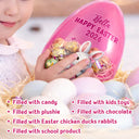 Gift For Kids, Grandma - Grandkids, Gift For Grandkids, Dad - Children, Mom - Children, Easter, Happy - Easter Bunny Holding Alphabet Letter - Personalized Fillable Egg