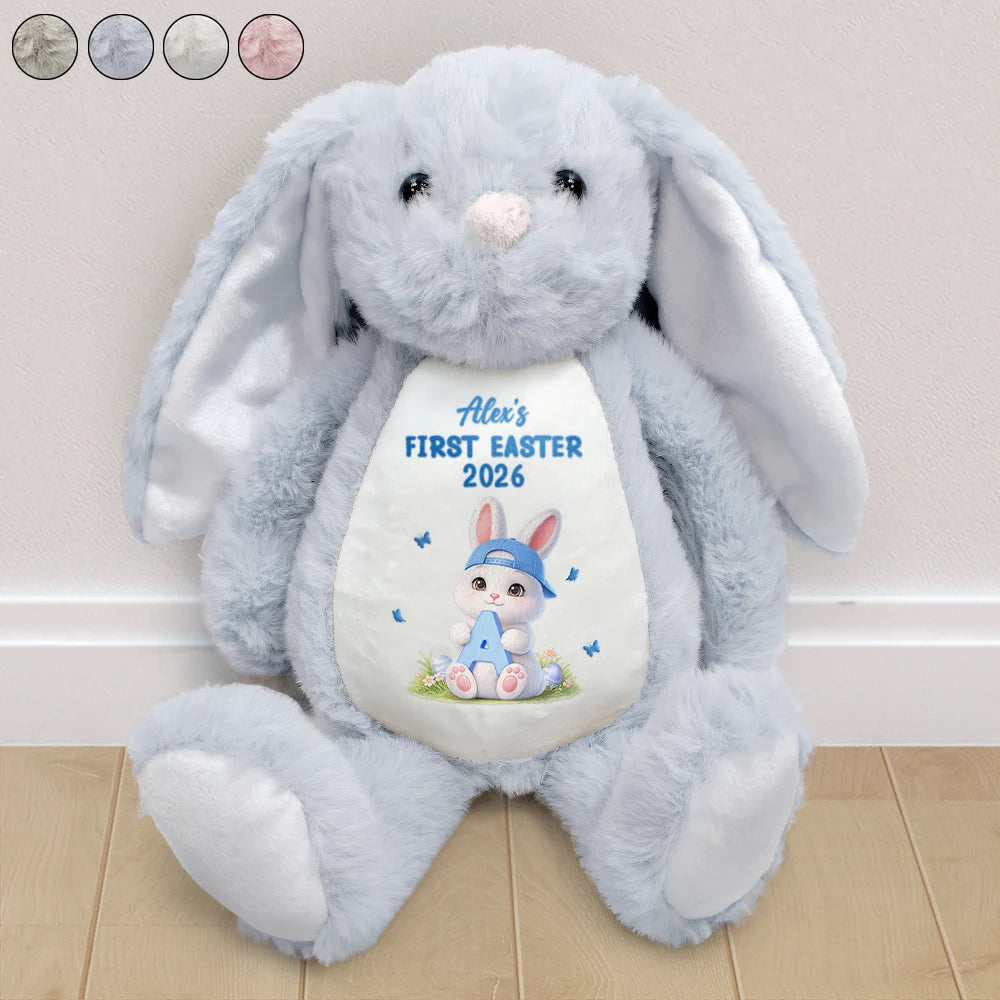 Gift For Kids,Grandma - Grandkids,Gift For Grandkids,Dad - Children,Mom - Children,Easter,Happy - Easter Bunny Holding Alphabet Letter - Personalized Soft Toy Bunny