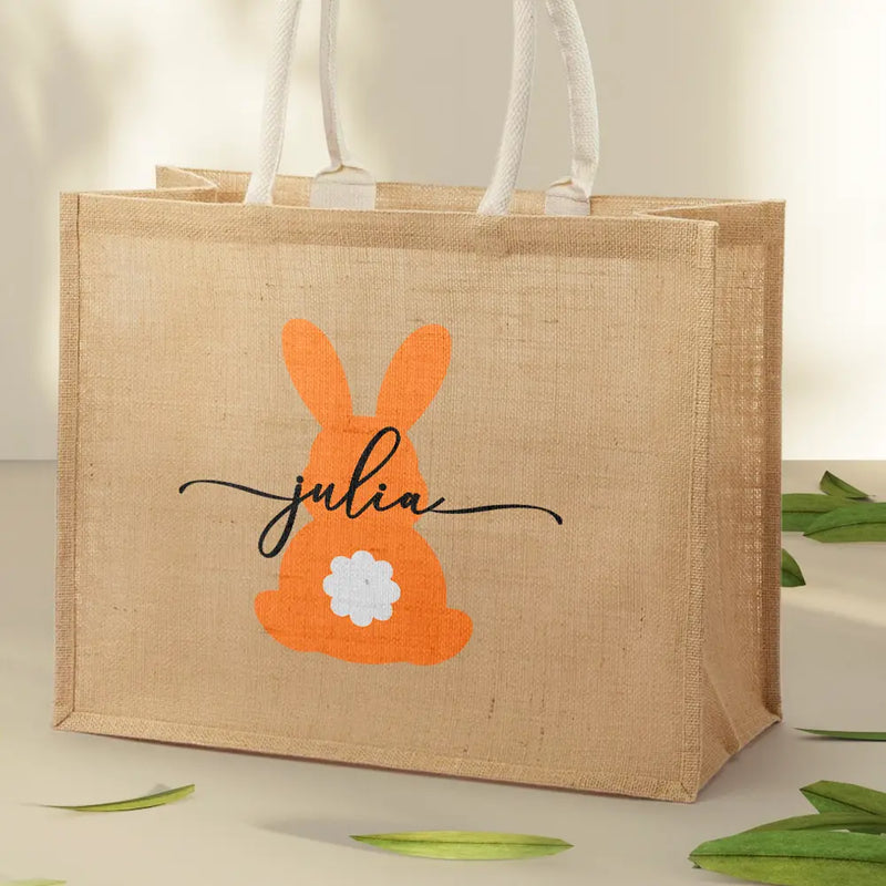 Easter, Happy, Gift For Kids, Parents - Easter Egg Hunt - Personalized Jute Beach Bag