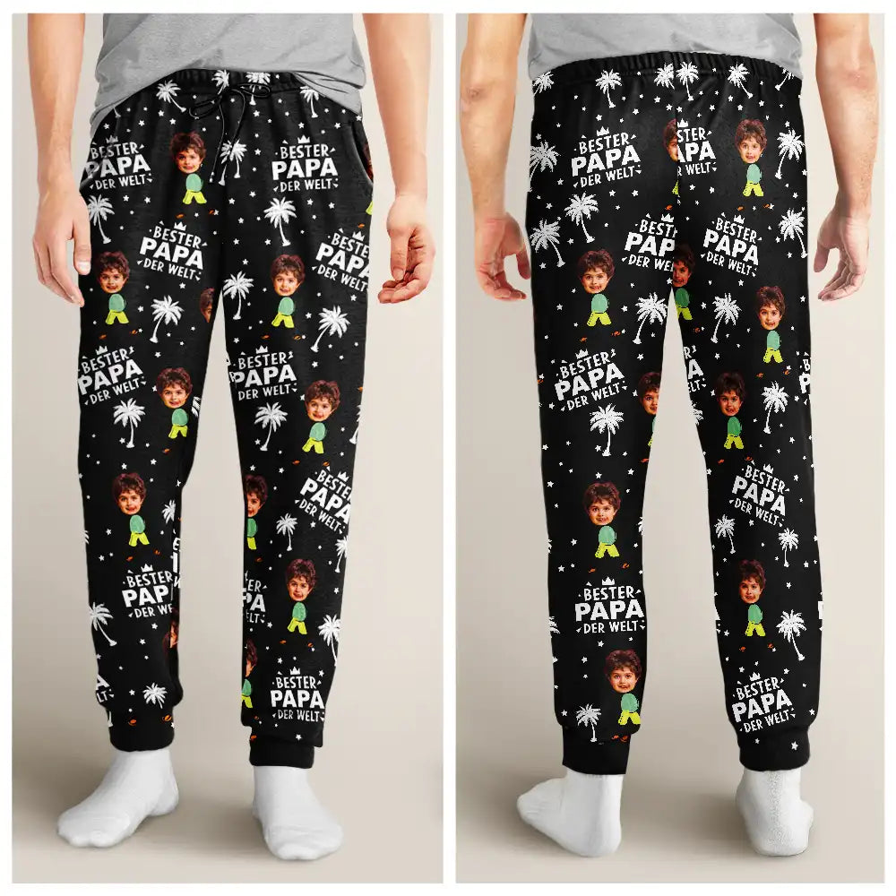 Family,Gift For Father,Gift For Mother,Happy,Gift For Women,Gift For Men,Non-Eng,German - Eigenes Foto Bester Papa Beste Mama Der Welt - Personalisiertes Pyjamahose