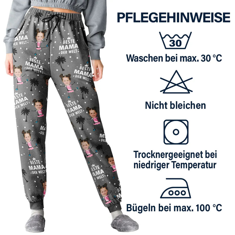 Family,Gift For Father,Gift For Mother,Happy,Gift For Women,Gift For Men,Non-Eng,German - Eigenes Foto Bester Papa Beste Mama Der Welt - Personalisiertes Pyjamahose