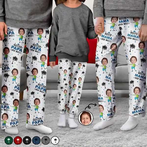 Family,Gift For Father,Gift For Mother,Happy,Gift For Women,Gift For Men,Non-Eng,German - Eigenes Foto Bester Papa Beste Mama Der Welt - Personalisiertes Pyjamahose