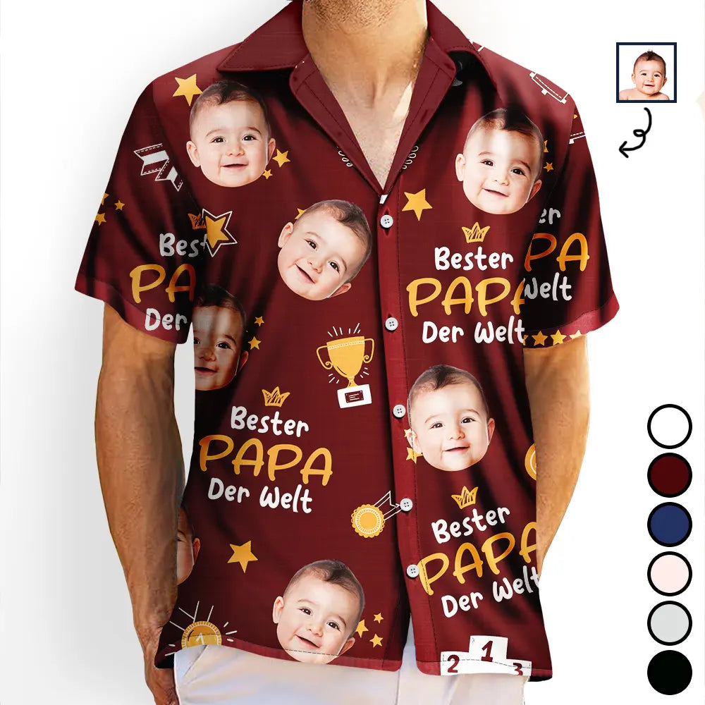 Eigenes Foto Bester Opa Der Welt Trophäen-Papa - Personalisiertes Hawaiihemd