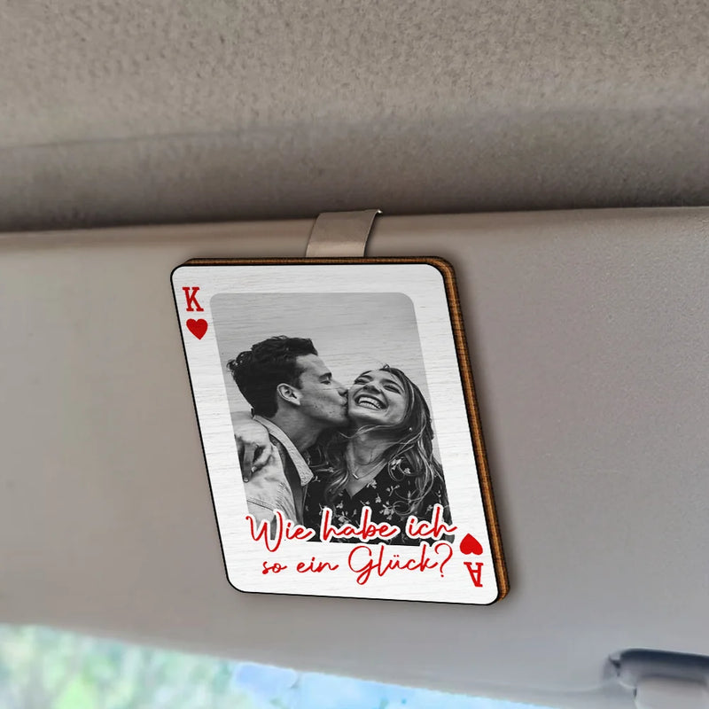 Gift For Couples,Gift For Husband,Gift For Wife,Gift For Boyfriend,Gift For Girlfriend,LGBT,Love,French - Eigenes Foto Spielkarte Fahr Vorsichtig - Personalisierter Individuell Geformter Auto-Sonnenblende-Clip