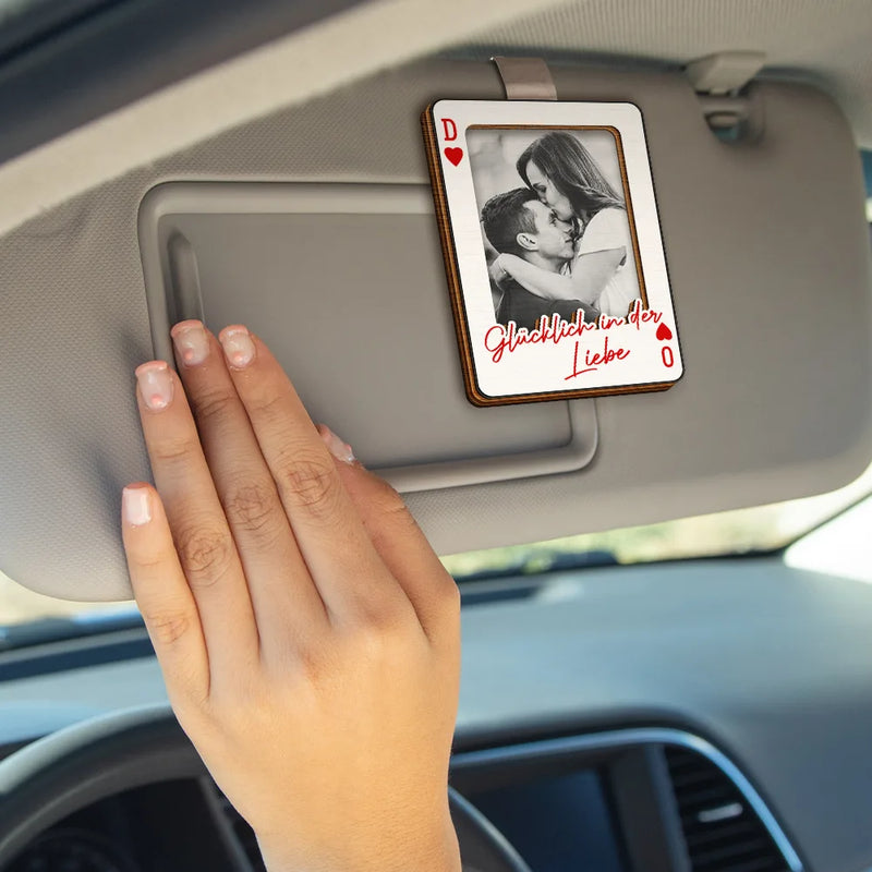 Gift For Couples,Gift For Husband,Gift For Wife,Gift For Boyfriend,Gift For Girlfriend,LGBT,Love,French - Eigenes Foto Spielkarte Fahr Vorsichtig - Personalisierter Individuell Geformter Auto-Sonnenblende-Clip