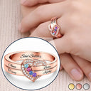 Gift For Women,Gift For Yourself,Gift For Mother,Love,Happy,Gift For Bestie - Elegant Custom Name Gemstones For Besties - Personalized Birthstone Heart Ring
