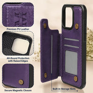 Gift For Mother,Gift For Grandma,Happy - Embossed Flower Leather Mom We Love You - Personalized Leather Flip Wallet Phone Case