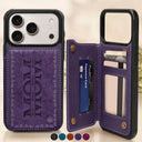 Gift For Mother,Gift For Grandma,Happy - Embossed Flower Leather Mom We Love You - Personalized Leather Flip Wallet Phone Case