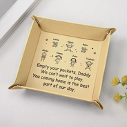 Gift For Father,Dad - Children,Funny,Icon - Empty Your Pockets Daddy Stick Figure - Personalized Leather Valet Tray