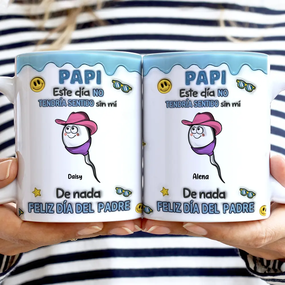 Gift For Husband,Gift For Men,Parents,Gift For Father,Spanish,Top Market,Non-Eng,Icon,Humorous - Este Día No Tendría Sentido - Efecto Puff 3D - Taza Blanca Personalizada Con Impresión De Borde A Borde