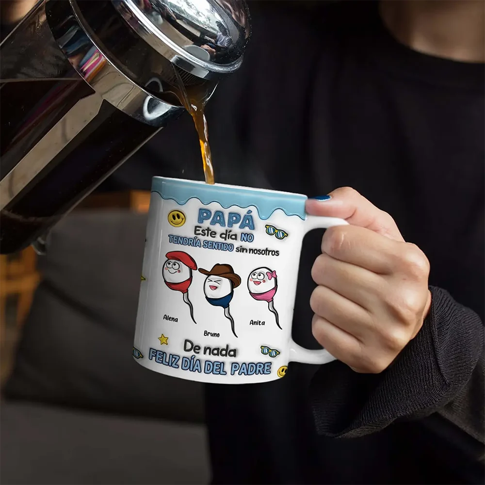Gift For Husband,Gift For Men,Parents,Gift For Father,Spanish,Top Market,Non-Eng,Icon,Humorous - Este Día No Tendría Sentido - Efecto Puff 3D - Taza Blanca Personalizada Con Impresión De Borde A Borde