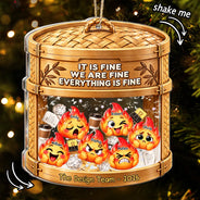 Gift For Colleagues,Christmas,Humorous,Icon - Everything Is Fine Squishy Dumpster Fire - Personalized 3-Layered Acrylic Shaker Ornament