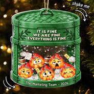 Gift For Colleagues,Christmas,Humorous,Icon - Everything Is Fine Squishy Dumpster Fire - Personalized 3-Layered Acrylic Shaker Ornament