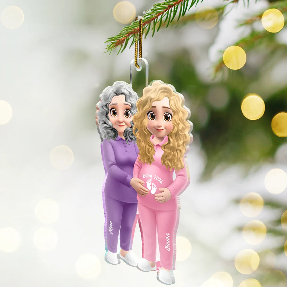 Christmas, Gift For Daughter, Happy, Mom - Daughters (Adult), New Mom, New baby - Expecting Mom & Grandma To Be, New Baby Reveals Baby Keepsake - Personalized Custom Shaped Acrylic Ornament