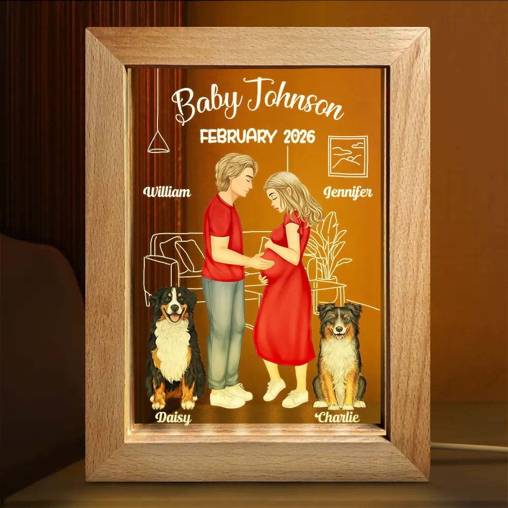 Expecting Parents Baby Arriving Dog Parents To Human Parents - Personalized Frame Lamp