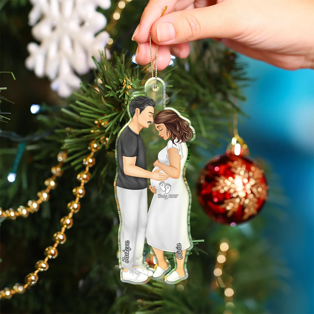 Expecting Parents Christmas Pregnancy - Personalized Custom Shaped Acrylic Ornament