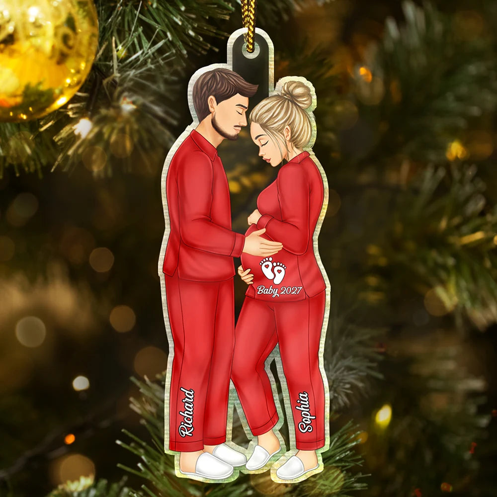 Expecting Parents Christmas Pregnancy - Personalized Custom Shaped Acrylic Ornament
