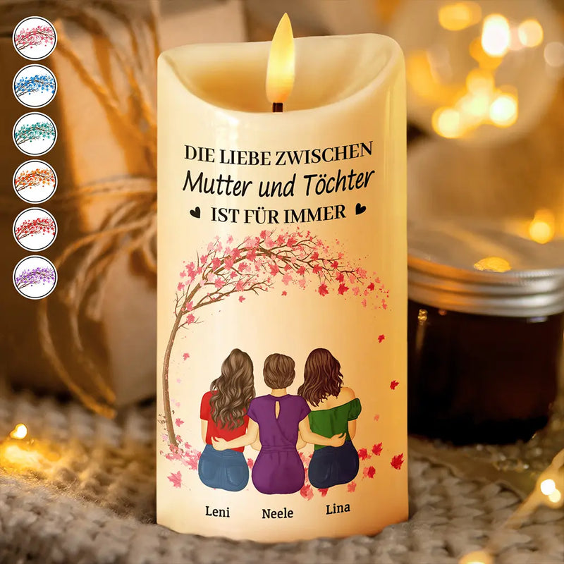 Gift For Yourself,Gift For Women,Gift For Mother,Mom - Daughters (Adult),Mom - Daughters (Young),Mom - Sons,Mom - Children,Gift For Daughter,Gift For Son,Love,German - Die Liebe Zwischen Mutter Und Töchtern Und Söhnen Ist Für Immer - Personalisierte Flammenlose LED-Kerzen