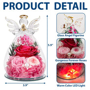 Memorial,Custom Photo,Gift For Mother,Family,Sad,Photo - Custom Photo Memorial I Have An Angel Watching Over Me - Personalized Flower In Glass Angel Figurine