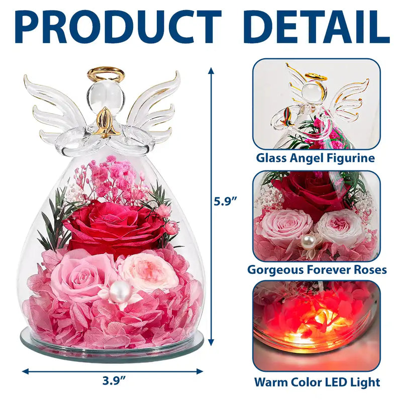 Memorial,Custom Photo,Gift For Mother,Family,Sad,Photo - Custom Photo Memorial I Have An Angel Watching Over Me - Personalized Flower In Glass Angel Figurine