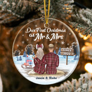 Christmas Family Couple I'm Yours No Refunds - Personalized Custom Circle Acrylic Ornament