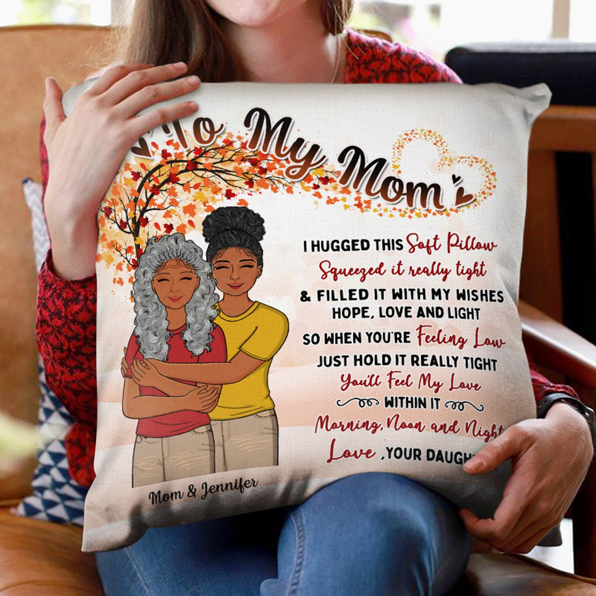 Mother Daughter I Hug This Soft Pillow - Gift For Mom - Personalized Custom Pillow